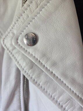 Tigha white lambskin leather motorcycle jacket medium
